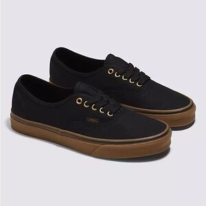 Men’s Black Authentic Gum Vans 10.5
